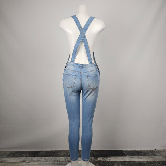 Ci Sono Light Wash Distressed Denim Overalls Size S - Picture 7 of 10